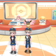 The backup trainer shows up wearing whatever outfit the main character is wearing.